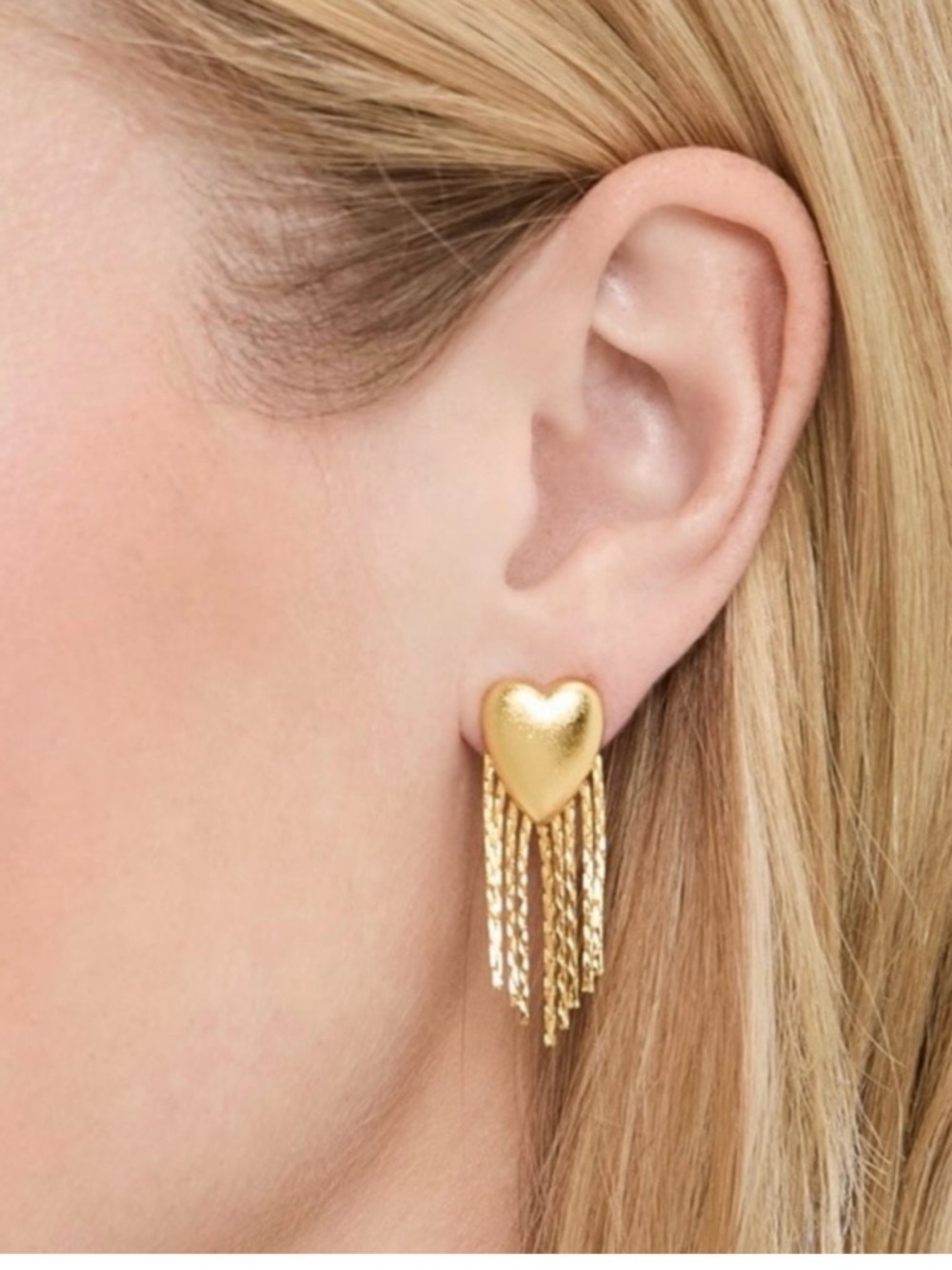 Hart Charleston Baby Gold Heart Fringe Drop Earrings for Women